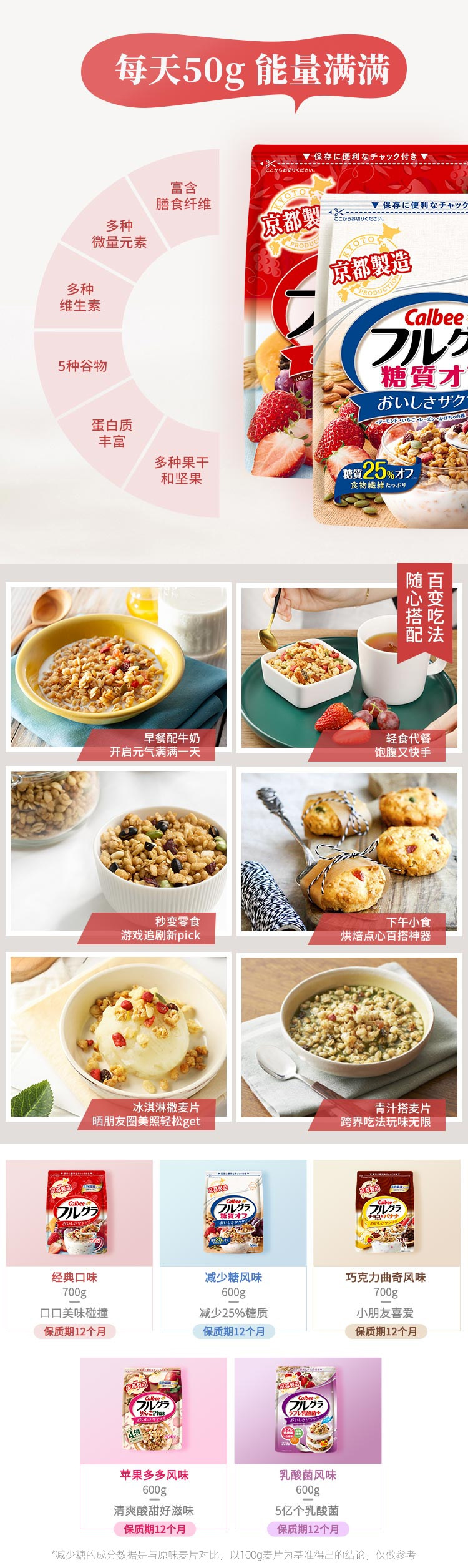 日本销量第一 卡乐比 经典原味水果麦片 700g袋 图4