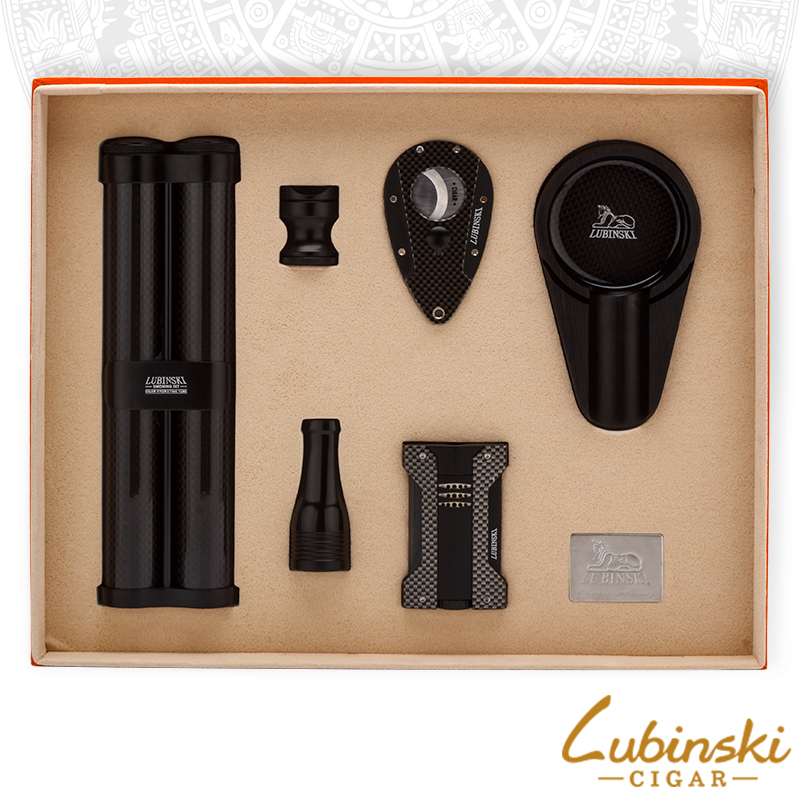 LUBINSKI cigar suit Carbon fiber courtesy kit Cigar Utensils Kit set of matching travel convenience