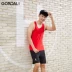Crown Leica cotton mùa xuân và mùa hè vest nam thoáng khí bó sát đồ lót thể thao chạm đáy áo vest nam - Áo vest Áo vest