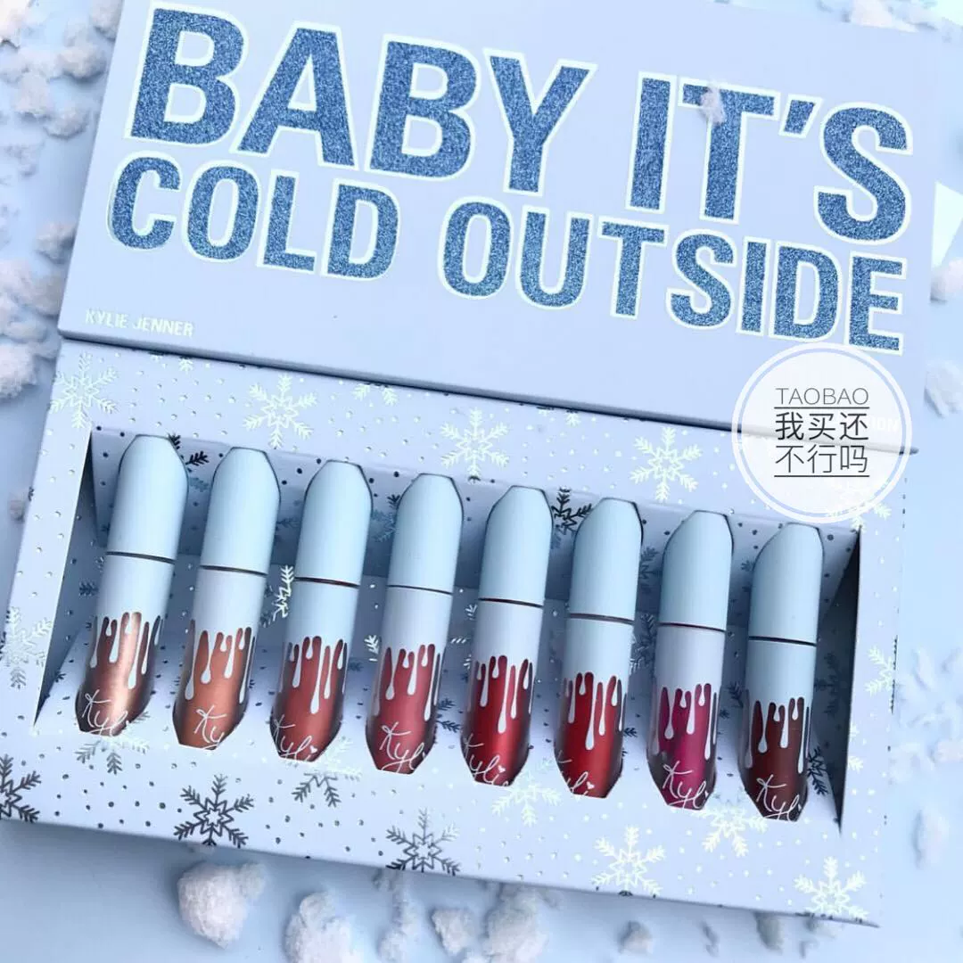 Nơi! Kylie Christmas Limited 8 Mini Lip Gloss Lip Glaze Set Baby It’s Cold Outside - Son bóng / Liquid Rouge