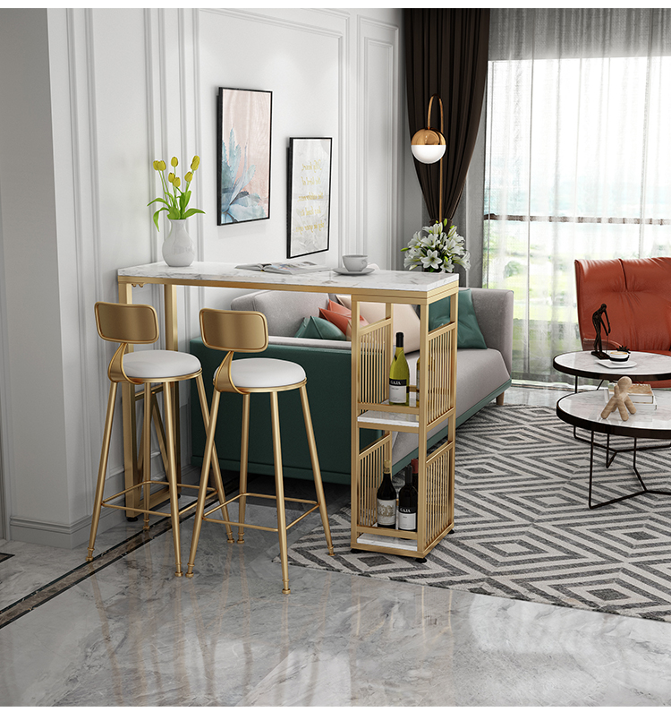 Simple bar IRON ART BAR TABLE TABLE MARBLE CLOSE TO WALL SMALL BAR PARTITIONS NORDIC STRIP HOME TABLE AND CHAIRS COMBINATION