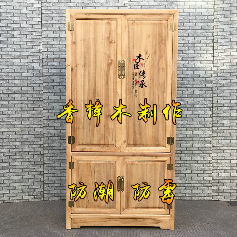 Modern solid wood Chinese bookcase with door camphor wood antique bookcase plain vintage full camphor wood study furniture moisture-proof