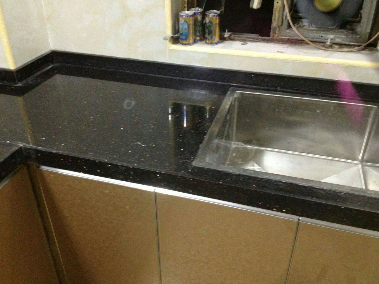 Black gold sand table surface carbon light hidden frame crystal steel door stone cabinet body = RMB980  per meter