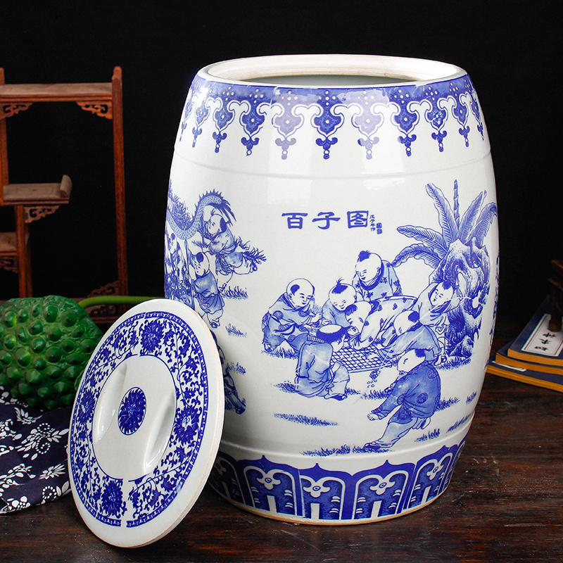 20kg 30kg 50kg rice jar ceramic rice barrel with lid rice jar rice noodles storage moisture-proof insect-proof rice storage box household