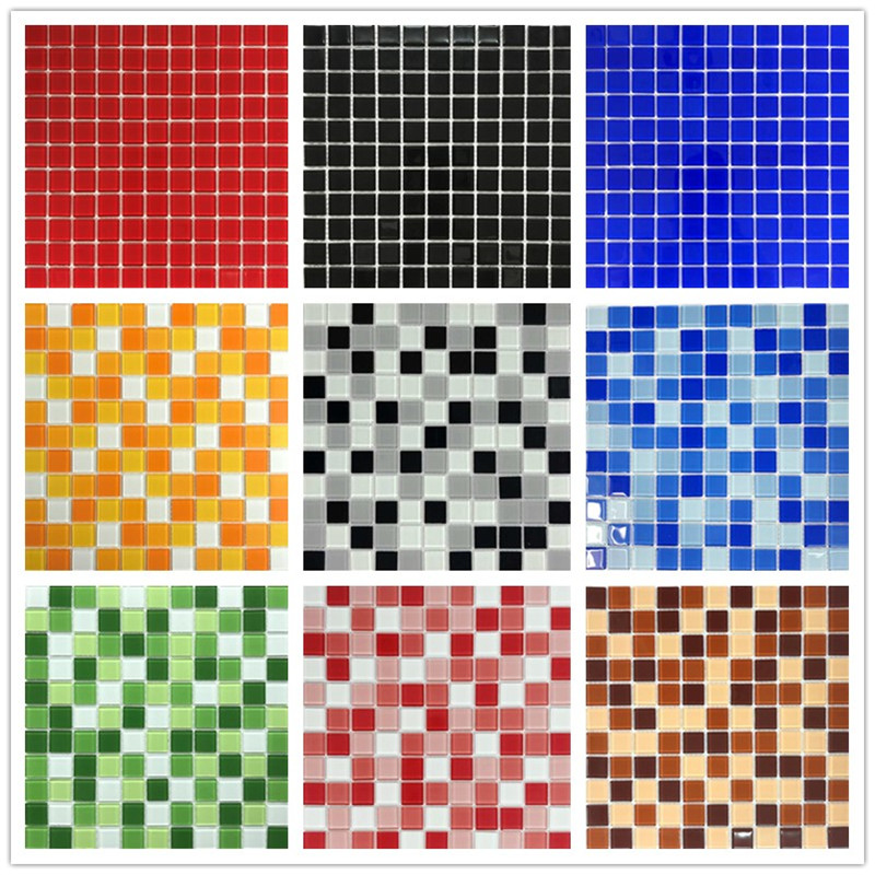 Crystal glass mosaic swimming pool fish pond kitchen living room toilet pool bathroom background wall stickers blue tiles