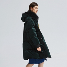 509元包邮  ochirly 欧时力 1JY4330580 女貉子毛领丝绒光泽羽绒外套