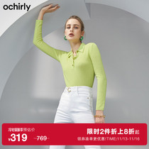 ochirly new winter slim pure wool polo shirt thin bottoming knit sweater women