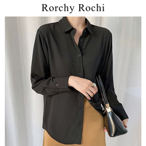 Day Ensemble Black Shirt Woman 2022 Spring Fall dress New Snow Textile Loose Lining Career Long Sleeve 100 Hitch Blouse Tide