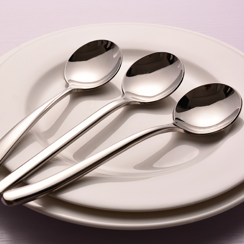 Western Dining Stainless Steel Soup Spoon Sub Han Style Stainless Steel Eating Spoon Soup Spoon Soup More Eat Watermelon Round Spoon Creative Western Dining Spoon