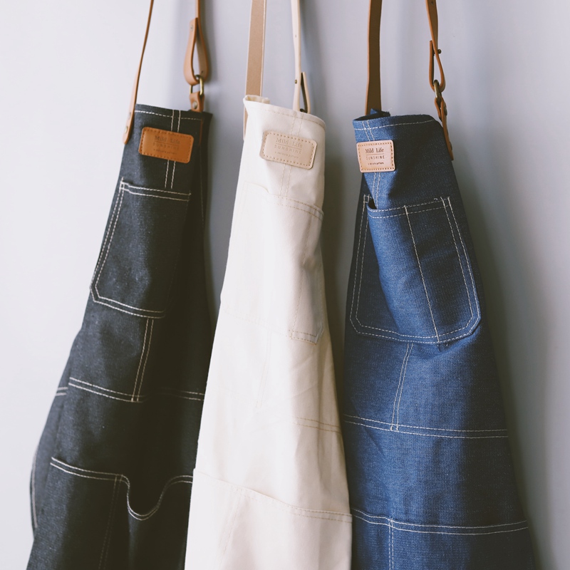 Plus Point Lotte Jeans Wind Genuine Leather Canvas Apron Kitchen Canvas Sleeveless Apron Clean Home Men And Women Working Clothes