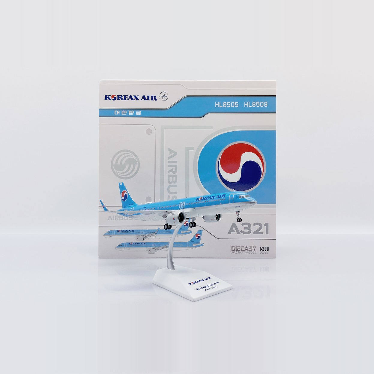 现货JC Wings大韩航空A321Neo 1:200 HL8509合金材质飞机模型，航空迷必
