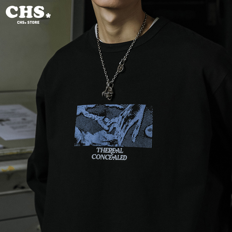 Crissrex Store VERMICELLI VMCL Half Tone Pattern Theme Printed Men's Stacked long sleeve T-shirt