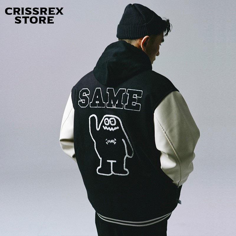 Crissrex Store SAMESAME mascot embroidered with cotton baseball jacket loose jacket cotton jacket