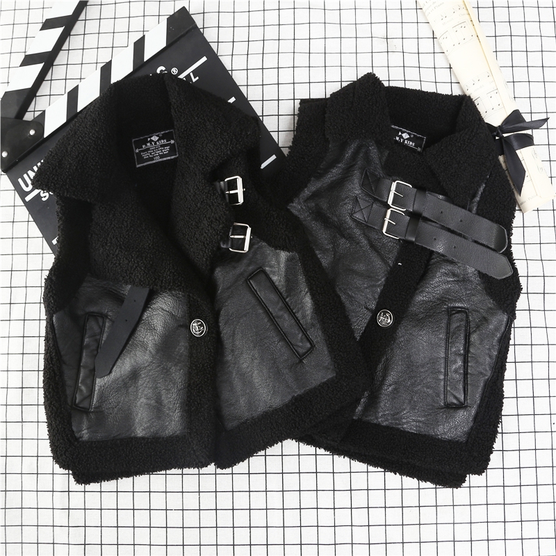 Áo khoác vest nam da cho bé gái 2018 phiên bản mới của Hàn Quốc cộng với áo nhung cho bé mùa thu và đông áo gile cho bé trai sơ sinh
