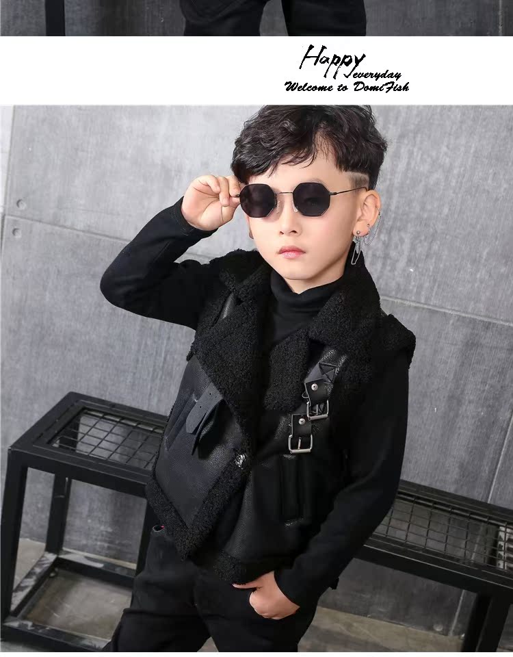 Áo khoác vest da bé trai 2018 mới thu đông phiên bản Hàn Quốc của bé trai lớn bé ấm áp vest bé mặc ngoài thủy triều áo khoác bé trai