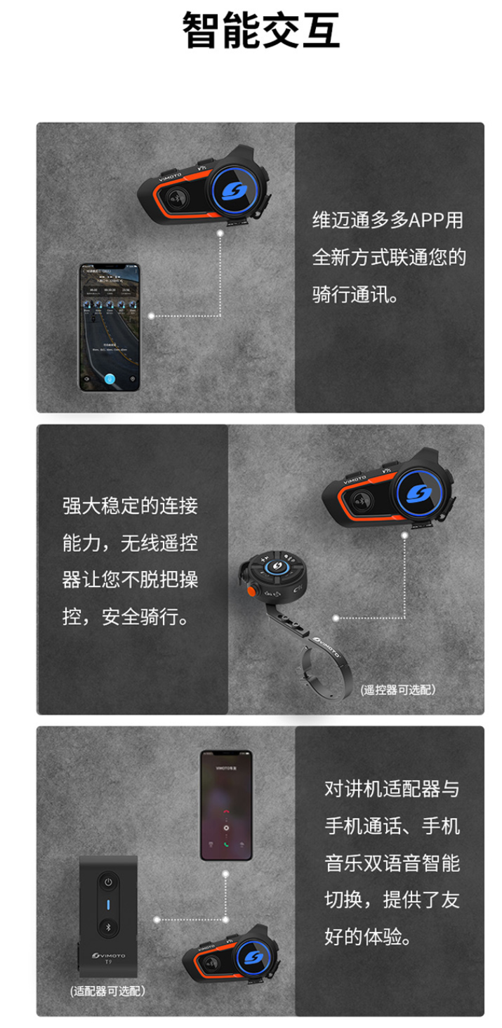 Тюнинг мотоцикла 维迈通v8sv9s机车头盔蓝牙耳机防水尘前后座对讲无线多人摩旅骑行 Pass