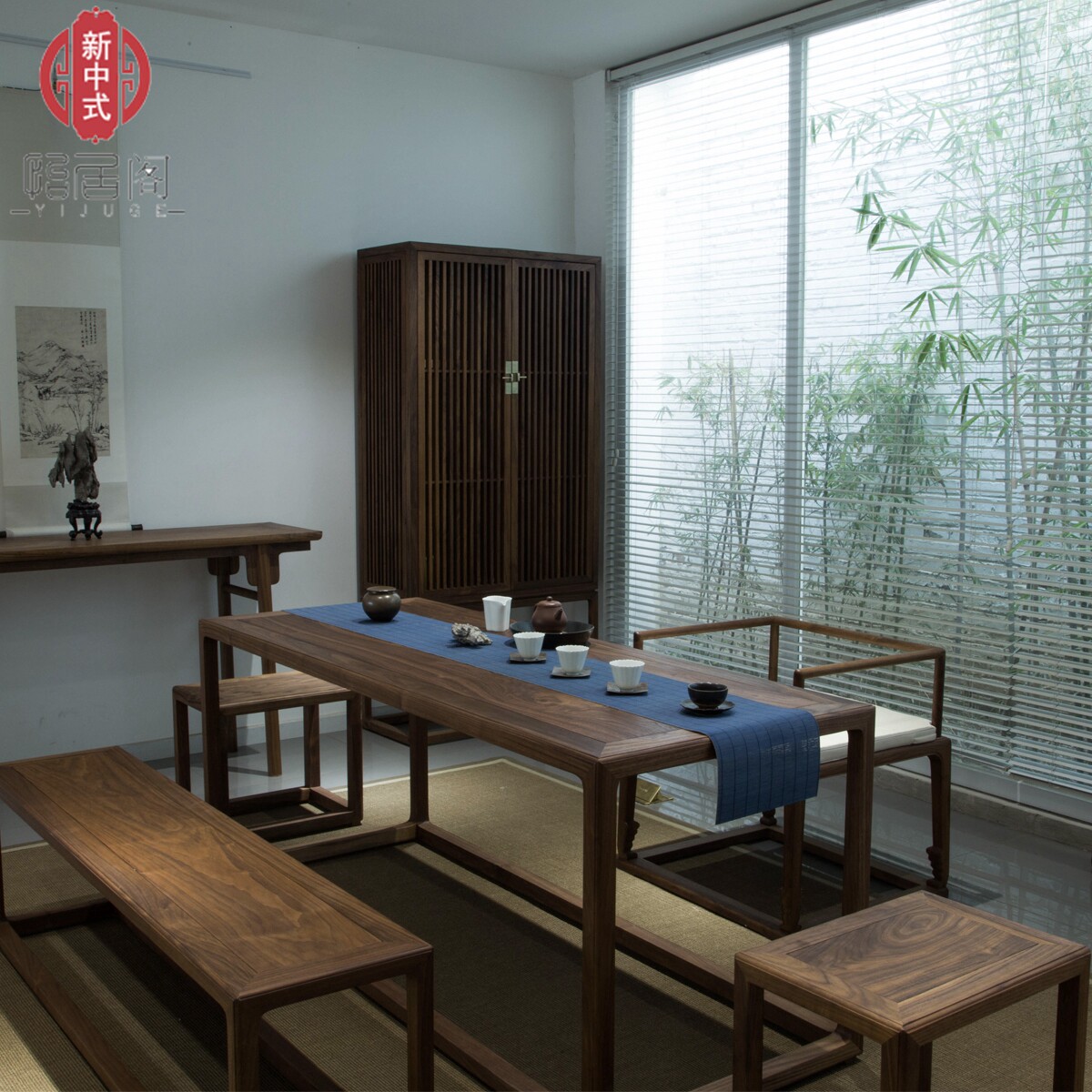 New Chinese-style tea table chair combined Zen simple solid wood tea table utilantique tea seat table tea house tea room Home innate