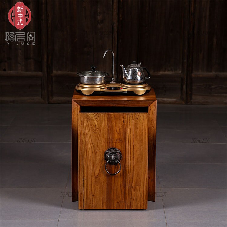 New Chinese tea cabinet hotel club table storage decoration cabinet modern Chinese classical solid wood porch cabinet