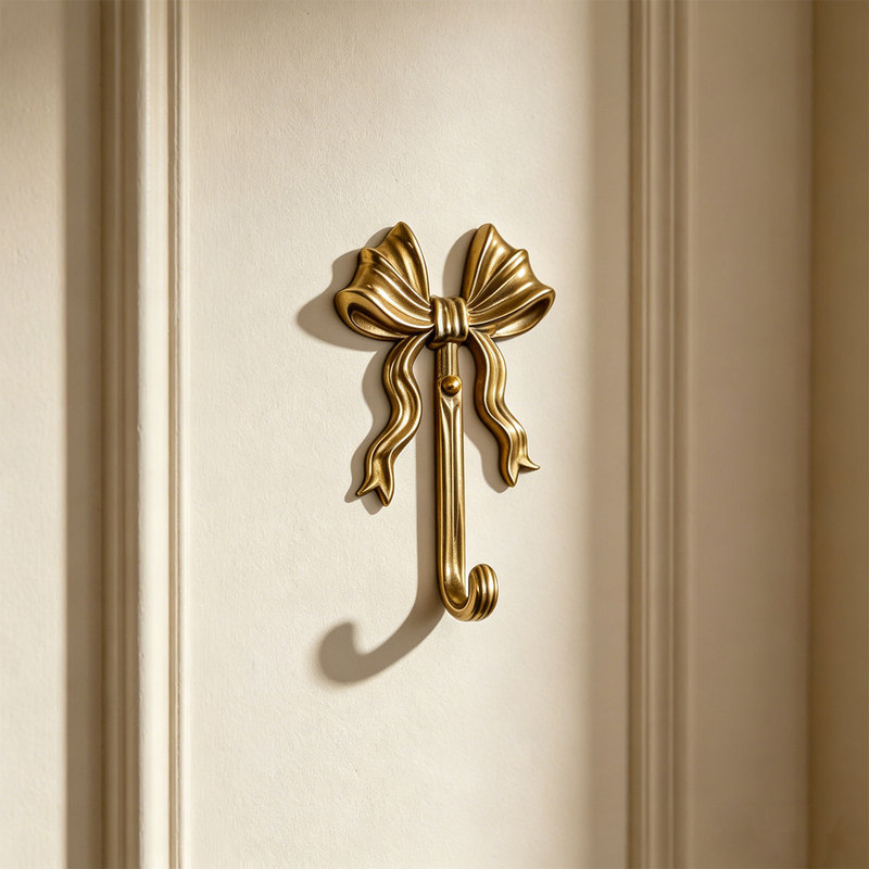 French-Style Brass Bow Hook, Vintage Entryway Key Holder, Bedroom Bathroom Wall Decoration Coat Hook French-Style Brass Bow Hook, Vintage Entryway Key Holder, Bedroom Bathroom Wall Decoration Coat Hook