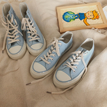 Lin first ginseng milk blue niche Joker salt shoes soft sister high-top canvas shoes female students Korean ulzzang