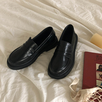 English style small leather shoes womens soft leather 2021 Spring and Autumn New one pedal Lefu womens shoes jk uniform all single shoes