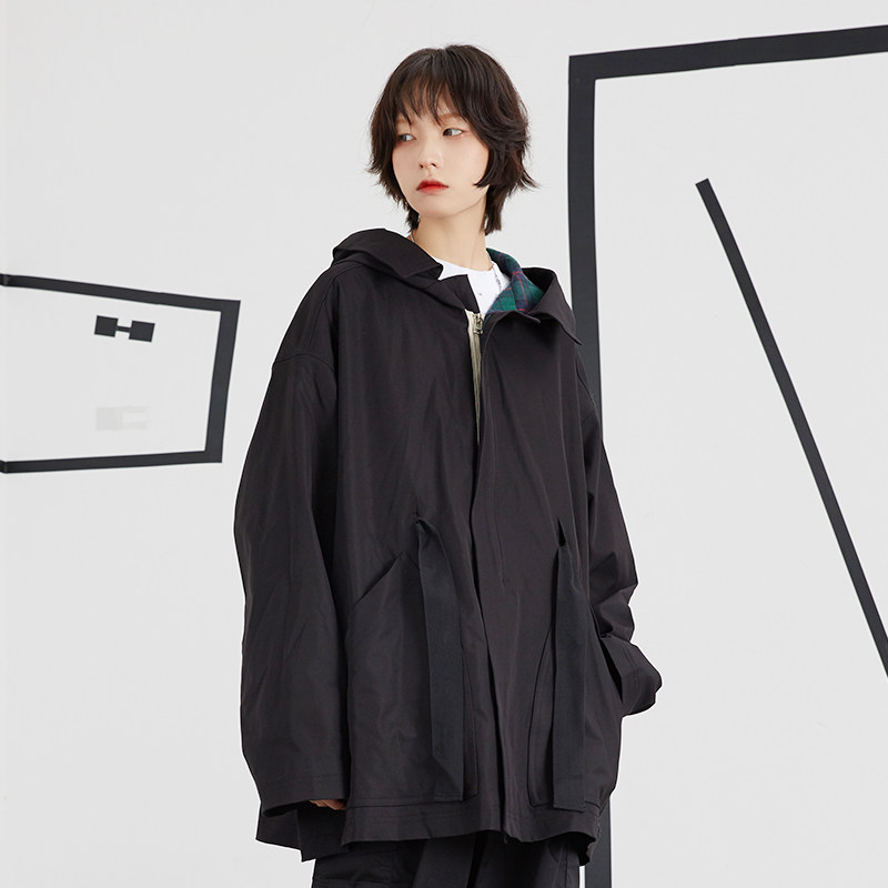 Gravity museum) wide version hooded jacket female 2021 new loose student couple BF wind cotton coat male