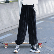 Gravity Museum) velvet pendant casual pants womens 2021 new pants loose sweatpants tie pants