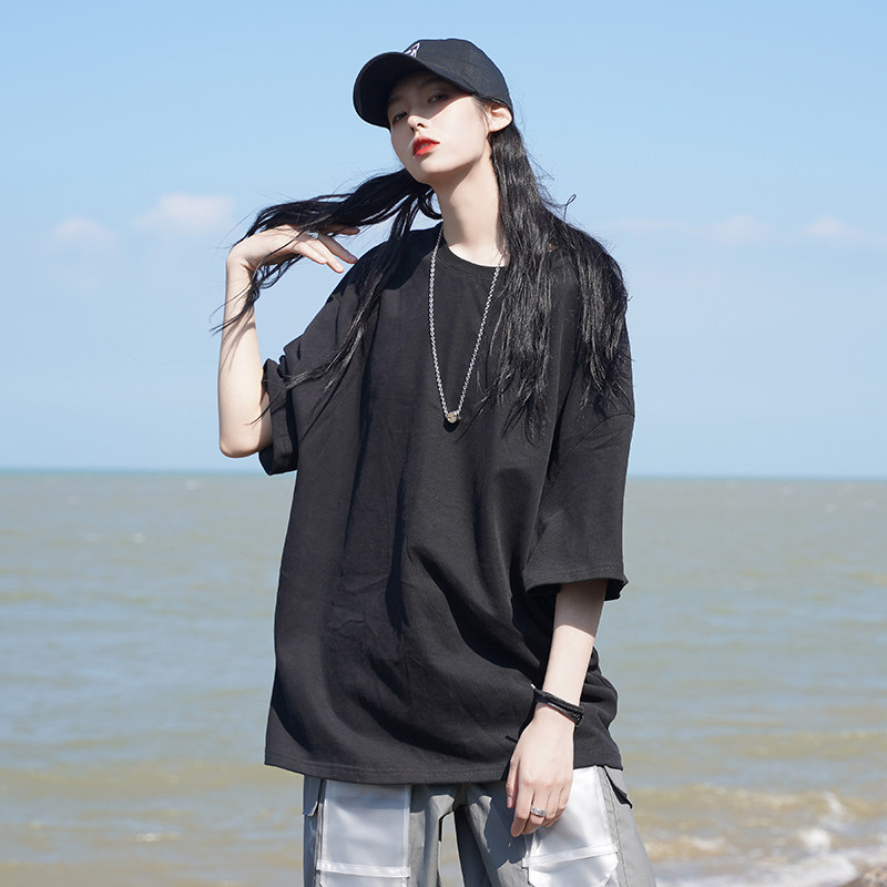 Gravity Museum) short-sleeved T-shirt women's 2021 summer new half-sleeved cotton loose BF solid color top
