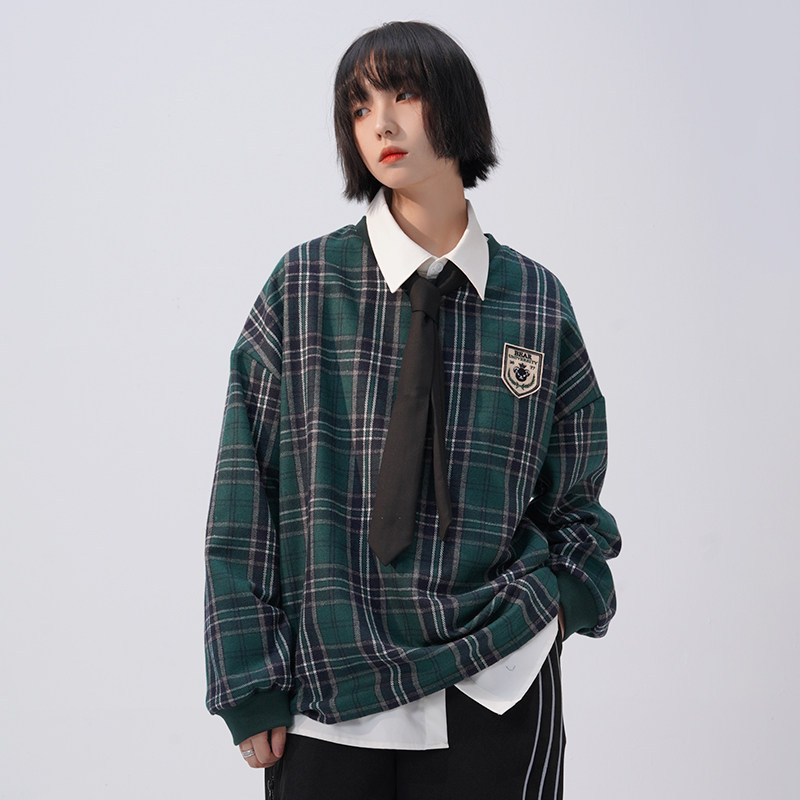 Museum of Gravity) college style V-neck plaid sweater 2019 new women's outerwear thin woolen jacket coat K