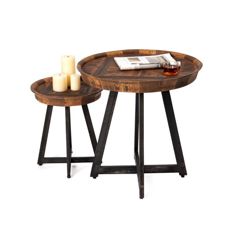 Nordic Elegant Antique Solid Wood Iron Art Tea Table Round Mesh Red Designer Custom Living Room Balcony Tea Table Table