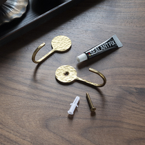 Minimalist space brass single head hook pure copper fine work fine working hand hanging clothes hook kitchen Xuanguan decorative hook