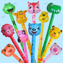 Street stall hot selling cartoon PVC childrens inflatable toy animal head long stick inflatable stick animal stick giraffe gift