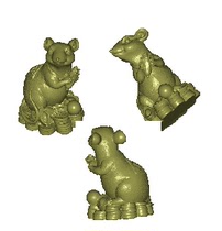 Fine carving three-dimensional drawing STL jade carving wood carving computer carving drawing Lucky Rat Rat