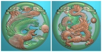 Computer carved jade carvings double dragons round dragons and phoenixes