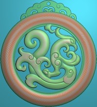 Finely carved dragon and phoenix pairs of cards round card heads computer-engraved jade carvings