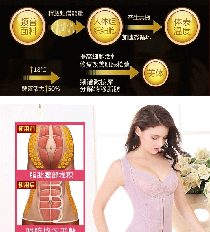 Thẩm mỹ viện Guofeier Đồ lót, Eo, Bụng, Hông, Chân, Hoa tím, Bộ bodysuit điêu khắc - Một mảnh