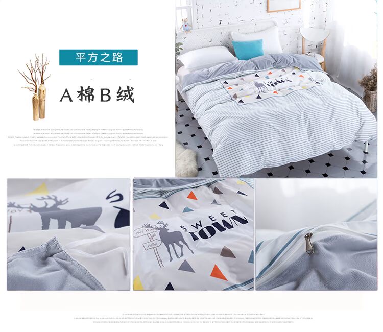Cotton nguyên chất cộng với nhung san hô chăn đơn mảnh Fale nhung đơn mùa đông ab mặt pha lê nhung dày flannel quilt nữ gối kèm chăn
