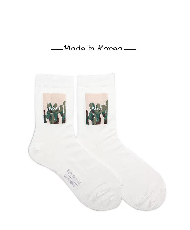 Hàn Quốc nhập khẩu tất nam chính hãng vớ cotton vớ ngắn vớ nam kích thước lớn thể thao đơn giản vớ thể thao retro Hàn Quốc - Vớ nam tất off white