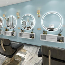 Simple round ironing table barber shop mirror table beauty salon special mirror lamp can be customized