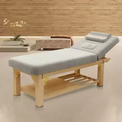 Solid wood beauty bed for beauty salon special high-end multi-function body massage bed embroidered chest hole physiotherapy bed Tuina bed