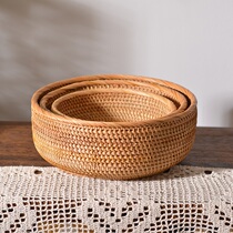 Round Suit Aqua Fruit Basket Zero Food Basket Bread Basket Real Vine Woven Basket Real Vine Woven Containing Basket Fruit And Vegetable Display Basket
