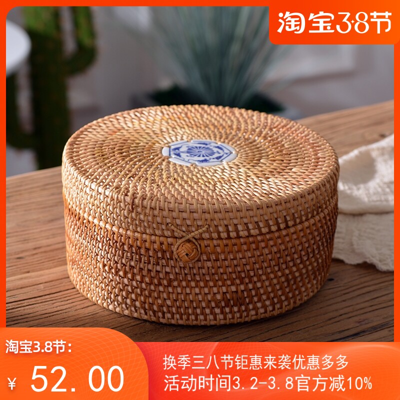 Vietnam Qiuten cylindrical tea tank collection box pure hand-woven reception box Pu-yu tea toophagea
