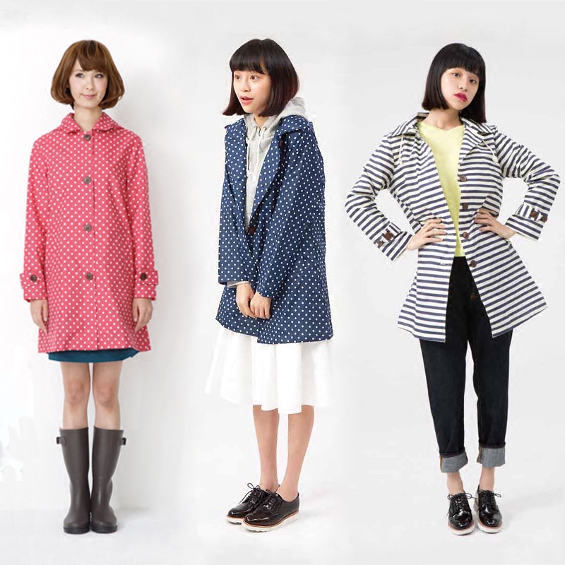 Spring and Summer New Japanese Adult Women's Button Raincoat Single-Person Rain Poncho Thin Style Fashionable Cute Korean Version Set 