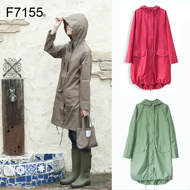 Raincoat Japanese Style Women's Adult Trench Coat Raincoat Poncho Thin Fashion Breathable Korean Style Fresh Drawstring Poncho