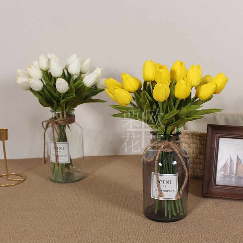 10 tulips simulation bouquets Home living room dining table PU decoration fake flowers wedding brides holding flowers