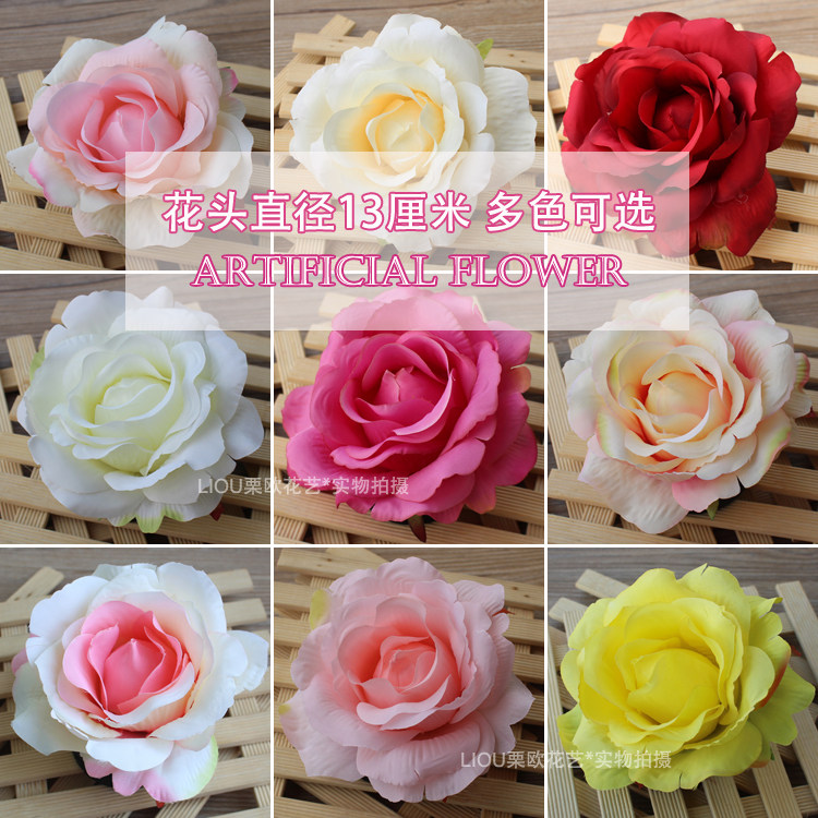Simulation large rose head wedding flower wall road lead photography background wall layout fake flower red headdress handmade
