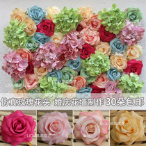 Imitation flower single large size vintage rose head red silk flower wedding flower wall flower arrangement DIY handmade fake flowers
