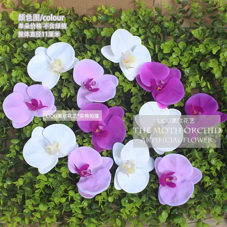 Simulation PU feel butterfly orchid head 11CM headdress corsage hat flower DIY dining room plate decoration fake flower head