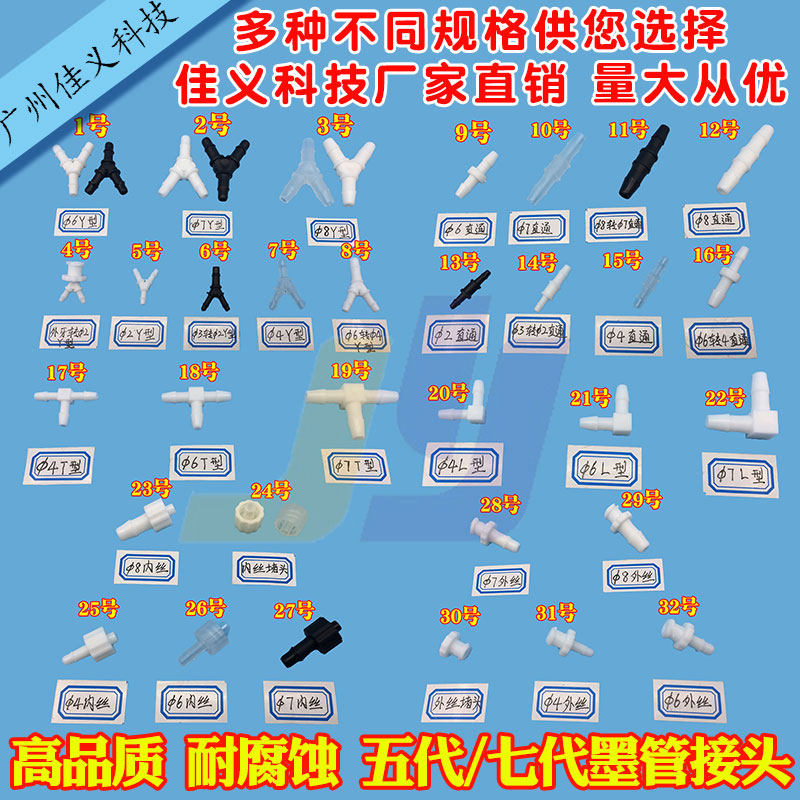 Spray plotter accessories ink pipe connector quick T type Y type tee pair joint choke plug inner wire outcast