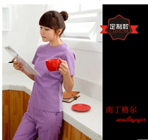 Nurses suit Split Suit Purple Round Collar Long Sleeve Winter Dress Beauty-in-law Mother-to-child care work clothes